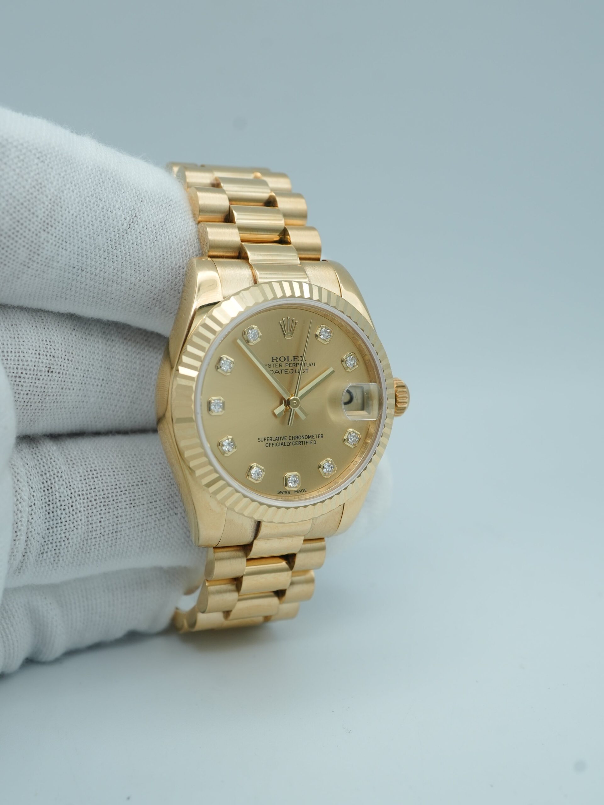 Rolex Datejust 31 mm / Champagne Diamond – President - Imagem 4